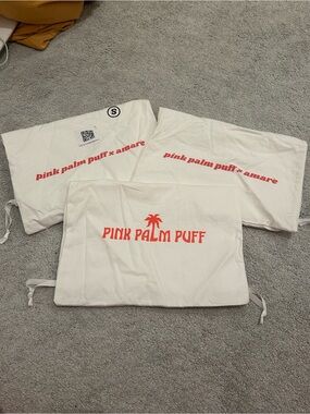 Pink Palm Puff Canvas Dust Bags